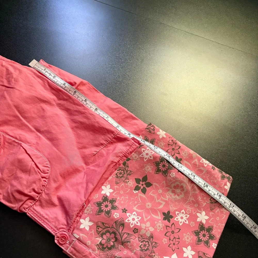 Y2K style Esprit Mini Girls Pink Cargo Pants‎ Floral Print Size 10 wide leg - Picture 7 of 7